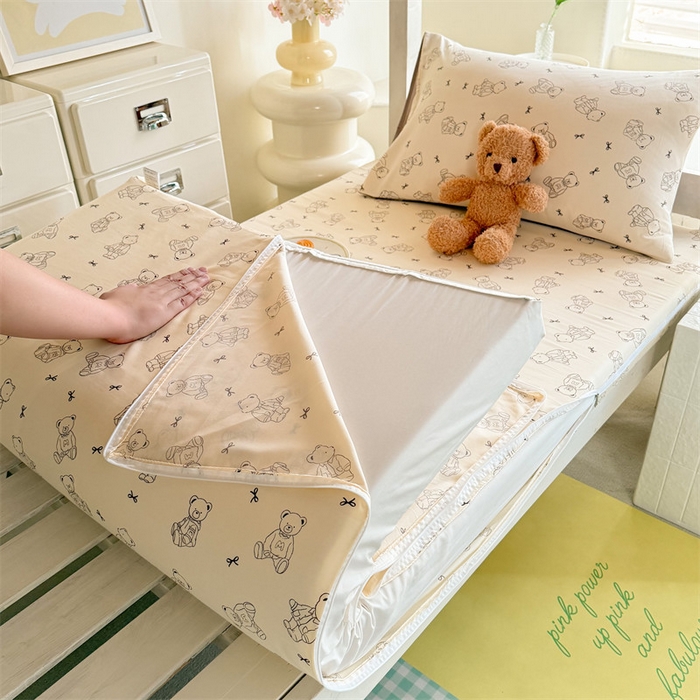 多品家纺 2025春夏新款超柔水洗棉学生宿舍床垫套 满满熊