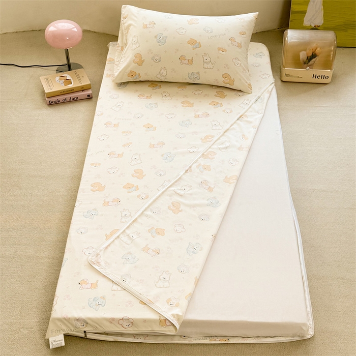 91家纺网 家纺一手货源 找家纺 多品家纺 2025春夏新款超柔水洗棉学生宿舍床垫套 萌宠