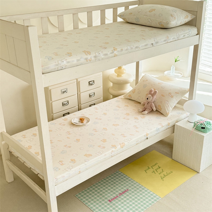 91家纺网 家纺一手货源 找家纺 多品家纺 2025春夏新款超柔水洗棉学生宿舍床垫套 萌宠