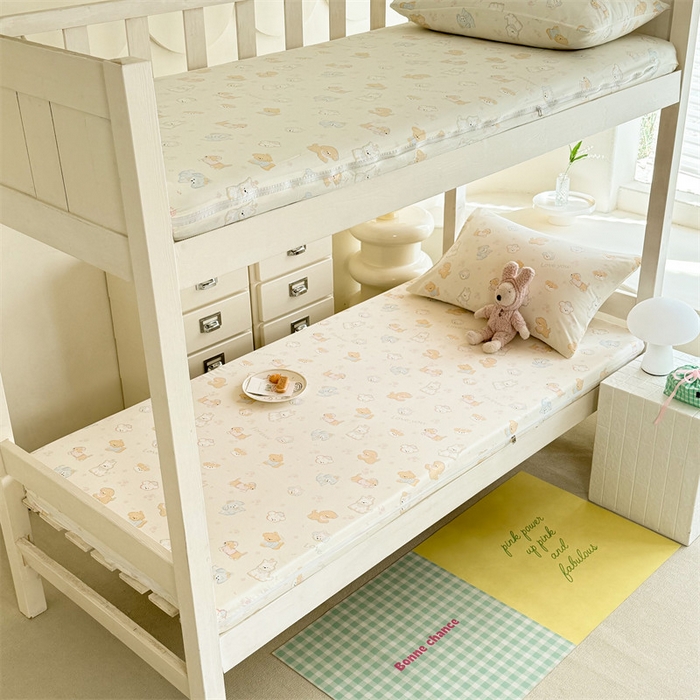 91家纺网 家纺一手货源 找家纺 多品家纺 2025春夏新款超柔水洗棉学生宿舍床垫套 萌宠