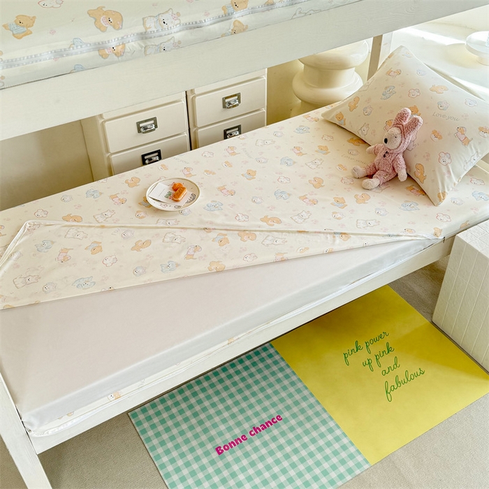 91家纺网 家纺一手货源 找家纺 多品家纺 2025春夏新款超柔水洗棉学生宿舍床垫套 萌宠