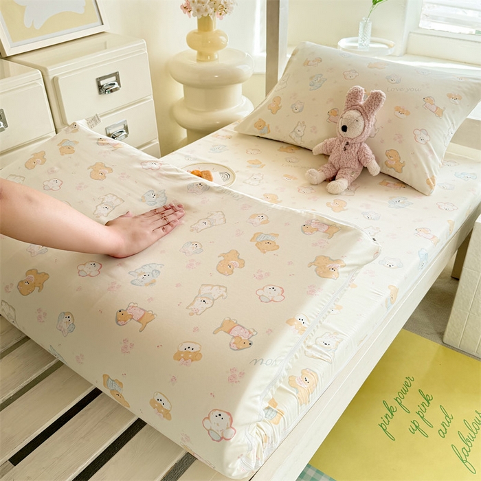 91家纺网 家纺一手货源 找家纺 多品家纺 2025春夏新款超柔水洗棉学生宿舍床垫套 萌宠