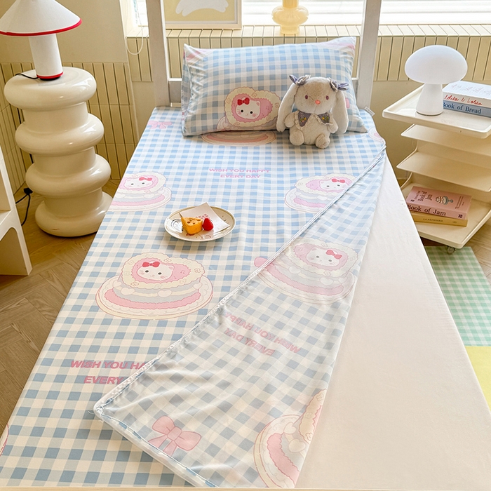 91家纺网 家纺一手货源 找家纺 多品家纺 2025春夏新款超柔水洗棉学生宿舍床垫套 派对猫