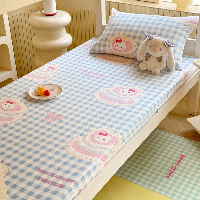 91家纺网 家纺一手货源 找家纺 多品家纺 2025春夏新款超柔水洗棉学生宿舍床垫套 派对猫