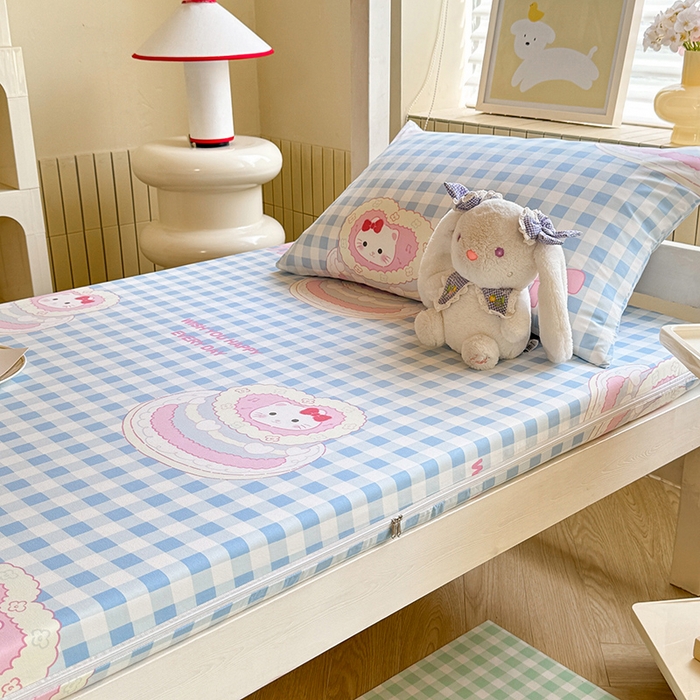 91家纺网 家纺一手货源 找家纺 多品家纺 2025春夏新款超柔水洗棉学生宿舍床垫套 派对猫