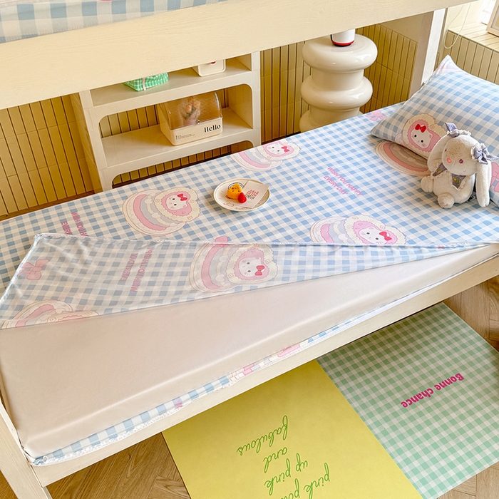 91家纺网 家纺一手货源 找家纺 多品家纺 2025春夏新款超柔水洗棉学生宿舍床垫套 派对猫