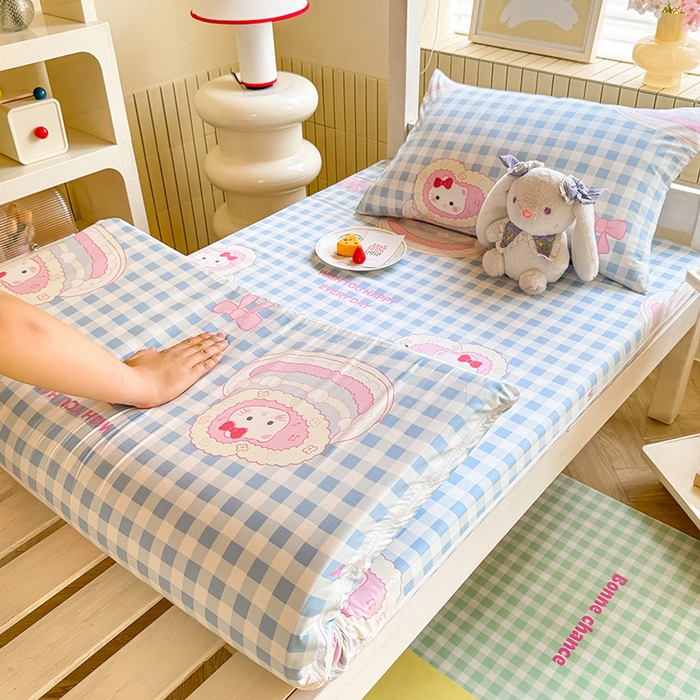 91家纺网 家纺一手货源 找家纺 多品家纺 2025春夏新款超柔水洗棉学生宿舍床垫套 派对猫