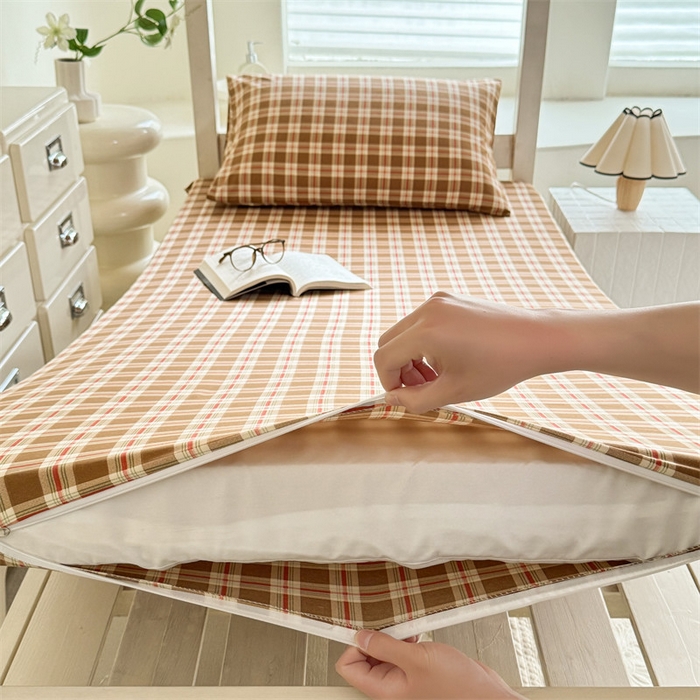 91家纺网 家纺一手货源 找家纺 多品家纺 2025春夏新款超柔水洗棉学生宿舍床垫套 时光