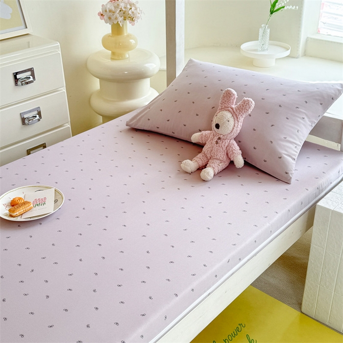 91家纺网 家纺一手货源 找家纺 多品家纺 2025春夏新款超柔水洗棉学生宿舍床垫套 香芋蝴蝶结