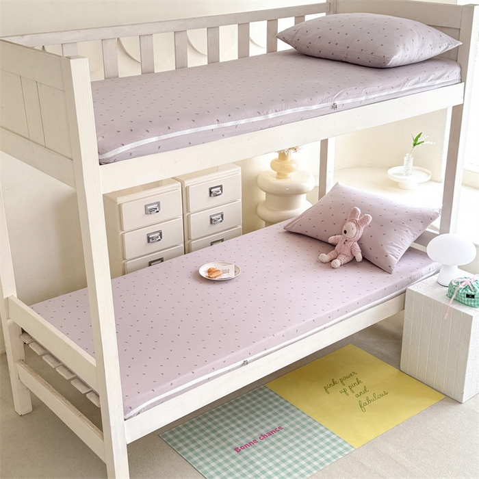 91家纺网 家纺一手货源 找家纺 多品家纺 2025春夏新款超柔水洗棉学生宿舍床垫套 香芋蝴蝶结