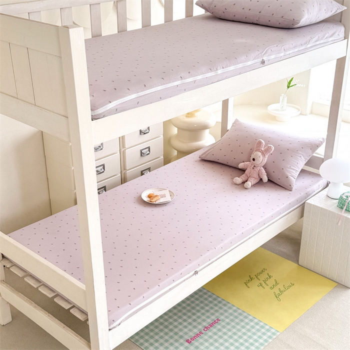 91家纺网 家纺一手货源 找家纺 多品家纺 2025春夏新款超柔水洗棉学生宿舍床垫套 香芋蝴蝶结