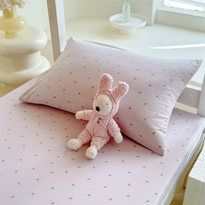 91家纺网 家纺一手货源 找家纺 多品家纺 2025春夏新款超柔水洗棉学生宿舍床垫套 香芋蝴蝶结