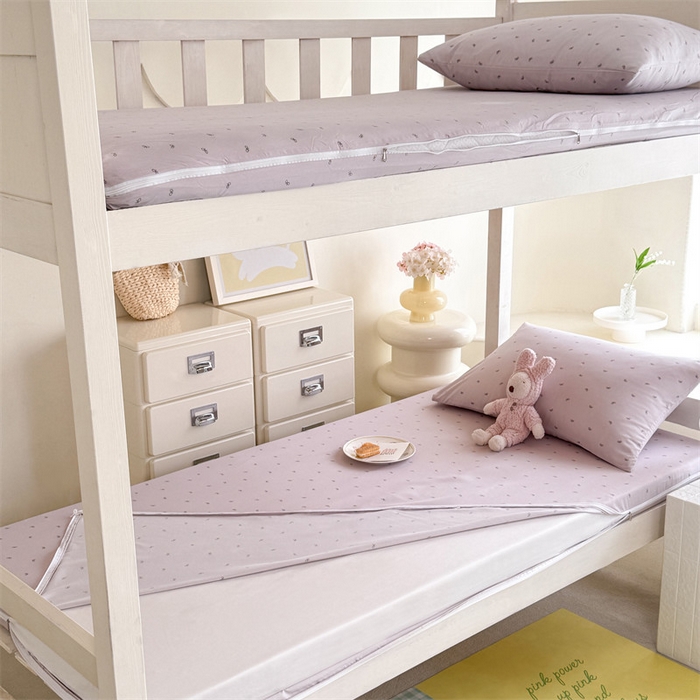 91家纺网 家纺一手货源 找家纺 多品家纺 2025春夏新款超柔水洗棉学生宿舍床垫套 香芋蝴蝶结