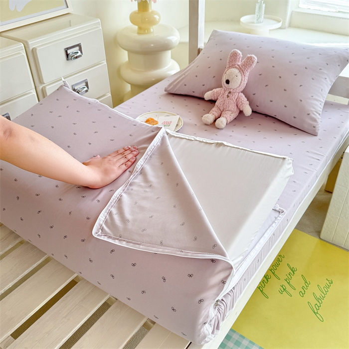 多品家纺 2025春夏新款超柔水洗棉学生宿舍床垫套 香芋蝴蝶结