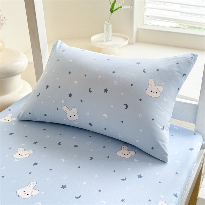 91家纺网 家纺一手货源 找家纺 多品家纺 2025春夏新款超柔水洗棉学生宿舍床垫套 星空小兔