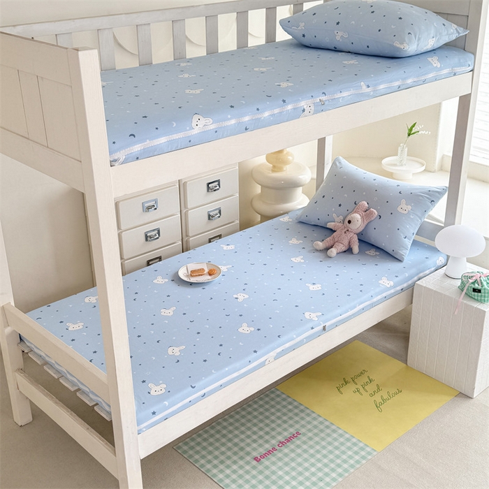 91家纺网 家纺一手货源 找家纺 多品家纺 2025春夏新款超柔水洗棉学生宿舍床垫套 星空小兔