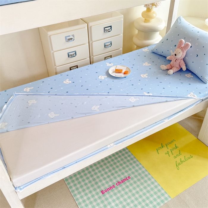 91家纺网 家纺一手货源 找家纺 多品家纺 2025春夏新款超柔水洗棉学生宿舍床垫套 星空小兔