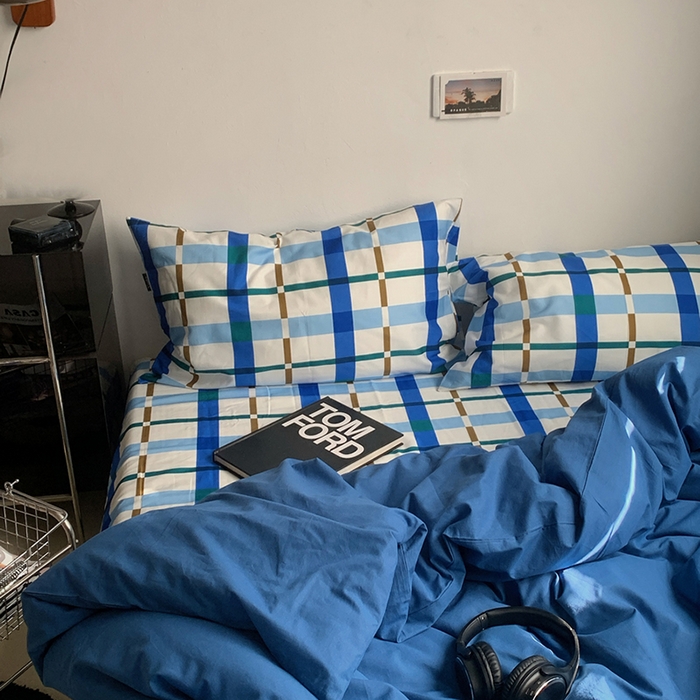 91家纺网 家纺一手货源 找家纺 （总）柚可家居 2025新款亲肤舒适色织水洗棉全棉四件套-