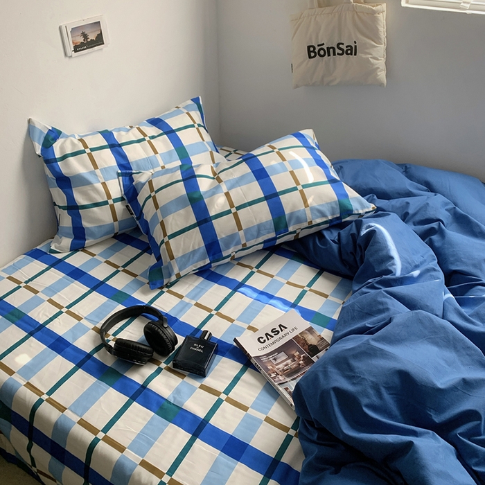 91家纺网 家纺一手货源 找家纺 （总）柚可家居 2025新款亲肤舒适色织水洗棉全棉四件套-