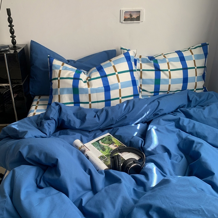 91家纺网 家纺一手货源 找家纺 （总）柚可家居 2025新款亲肤舒适色织水洗棉全棉四件套-