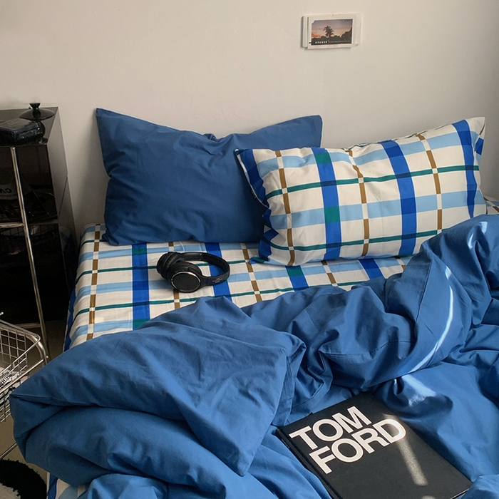 91家纺网 家纺一手货源 找家纺 （总）柚可家居 2025新款亲肤舒适色织水洗棉全棉四件套-