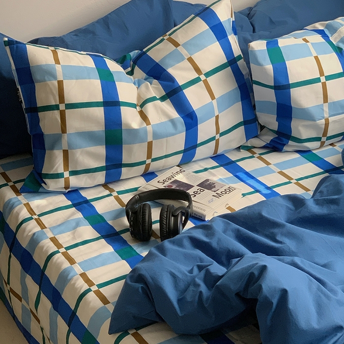 91家纺网 家纺一手货源 找家纺 （总）柚可家居 2025新款亲肤舒适色织水洗棉全棉四件套-