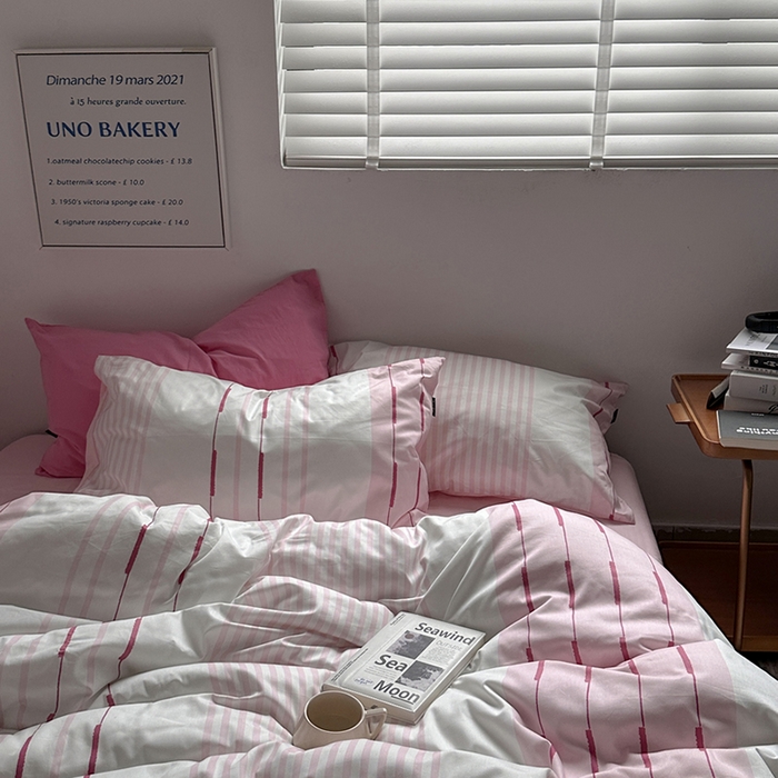 91家纺网 家纺一手货源 找家纺 （总）柚可家居 2024新款数码印花简约全棉四件套-皮埃诺