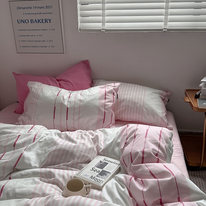 91家纺网 家纺一手货源 找家纺 （总）柚可家居 2024新款数码印花简约全棉四件套-皮埃诺