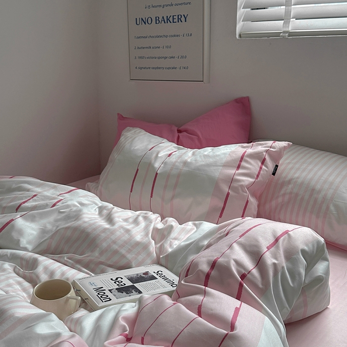 91家纺网 家纺一手货源 找家纺 （总）柚可家居 2024新款数码印花简约全棉四件套-皮埃诺