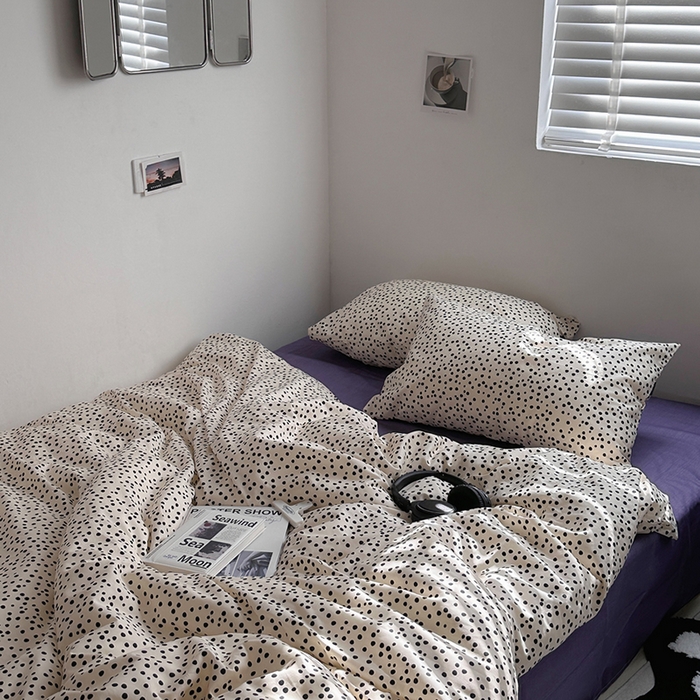 （总）柚可家居 2024新款40支斜纹纯棉四件套-摩卡点点