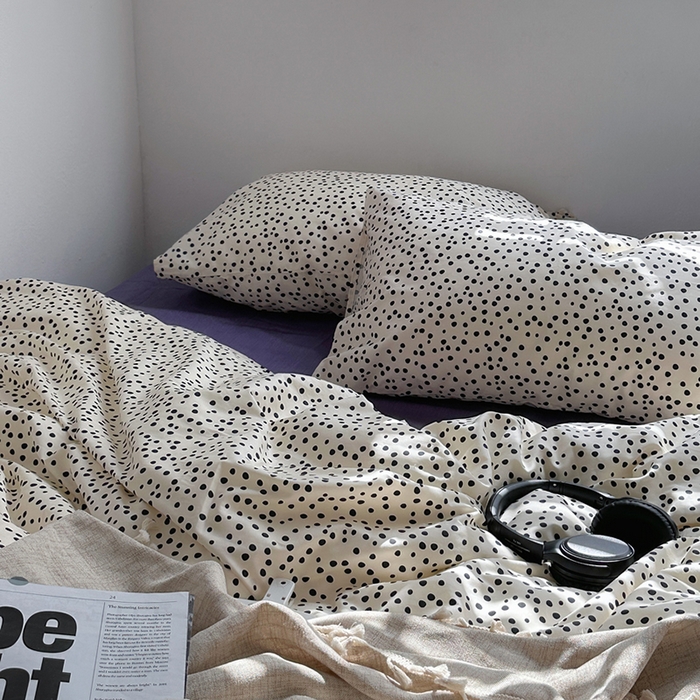 91家纺网 家纺一手货源 找家纺 （总）柚可家居 2024新款40支斜纹纯棉四件套-摩卡点点