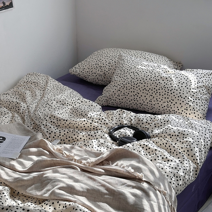 91家纺网 家纺一手货源 找家纺 （总）柚可家居 2024新款40支斜纹纯棉四件套-摩卡点点