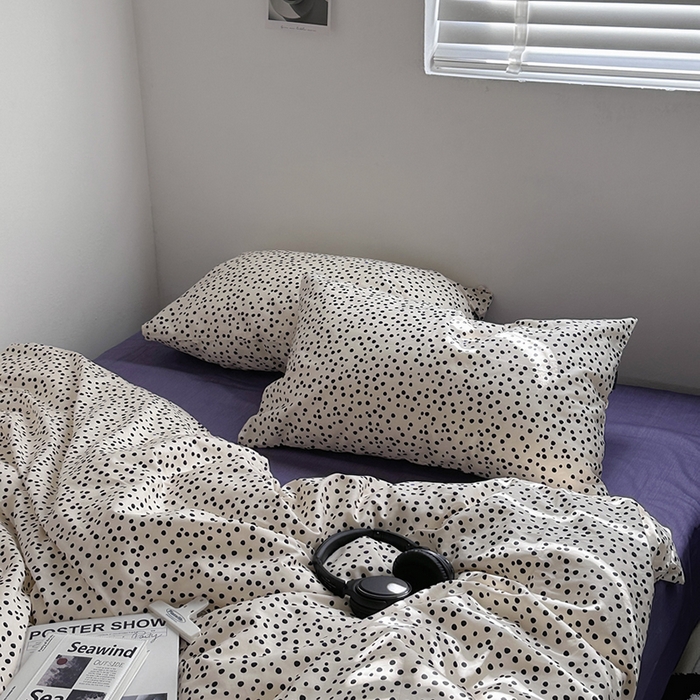 91家纺网 家纺一手货源 找家纺 柚可家居 2024新款40支斜纹纯棉四件套-摩卡点点 紫薯点点