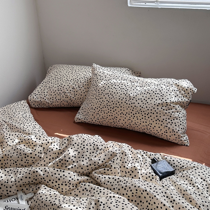 91家纺网 家纺一手货源 找家纺 柚可家居 2024新款40支斜纹纯棉四件套-摩卡点点 摩卡点点