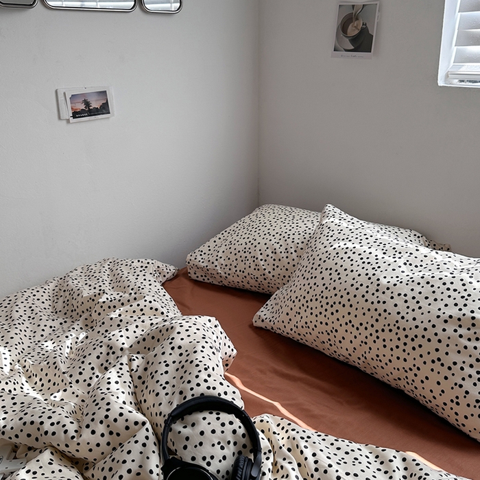 91家纺网 家纺一手货源 找家纺 柚可家居 2024新款40支斜纹纯棉四件套-摩卡点点 摩卡点点