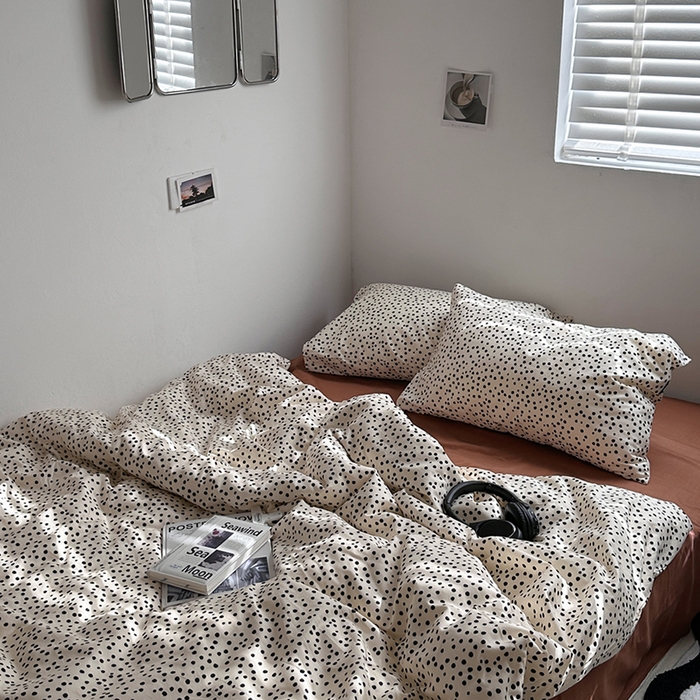 91家纺网 家纺一手货源 找家纺 柚可家居 2024新款40支斜纹纯棉四件套-摩卡点点 摩卡点点