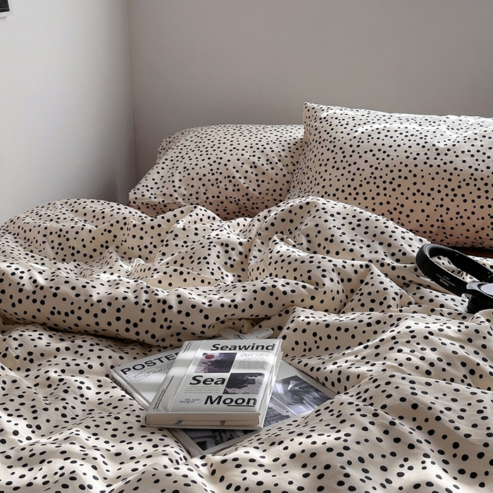 91家纺网 家纺一手货源 找家纺 柚可家居 2024新款40支斜纹纯棉四件套-摩卡点点 摩卡点点