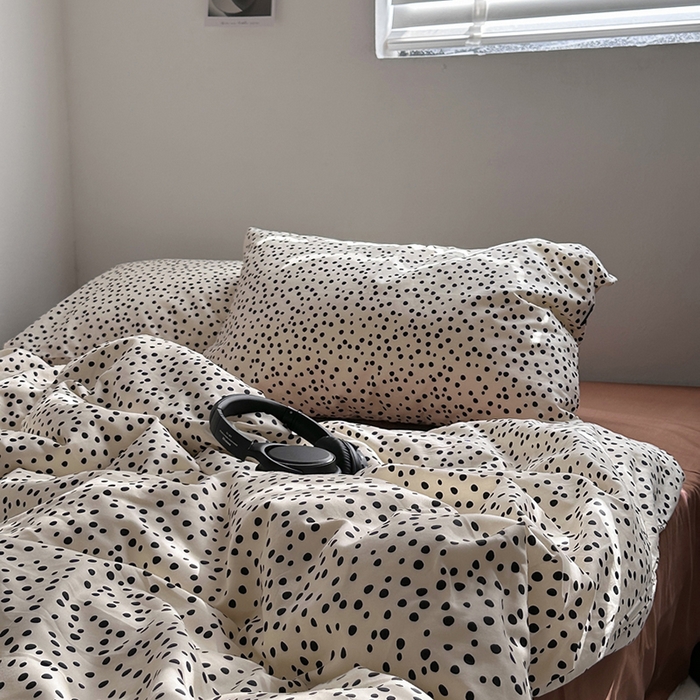 91家纺网 家纺一手货源 找家纺 柚可家居 2024新款40支斜纹纯棉四件套-摩卡点点 摩卡点点