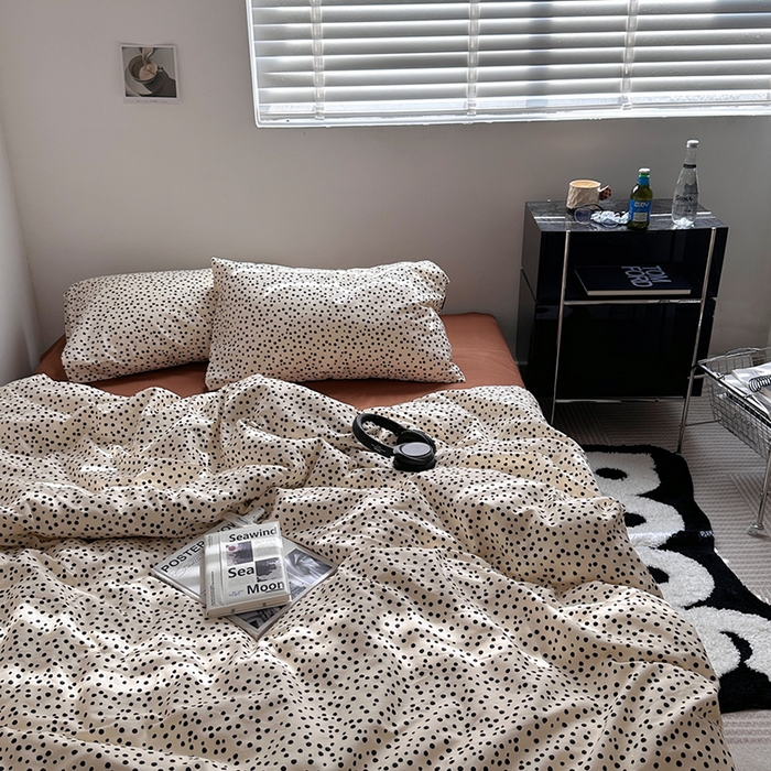 91家纺网 家纺一手货源 找家纺 柚可家居 2024新款40支斜纹纯棉四件套-摩卡点点 摩卡点点