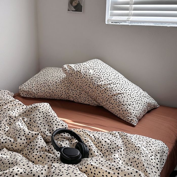 91家纺网 家纺一手货源 找家纺 柚可家居 2024新款40支斜纹纯棉四件套-摩卡点点 摩卡点点