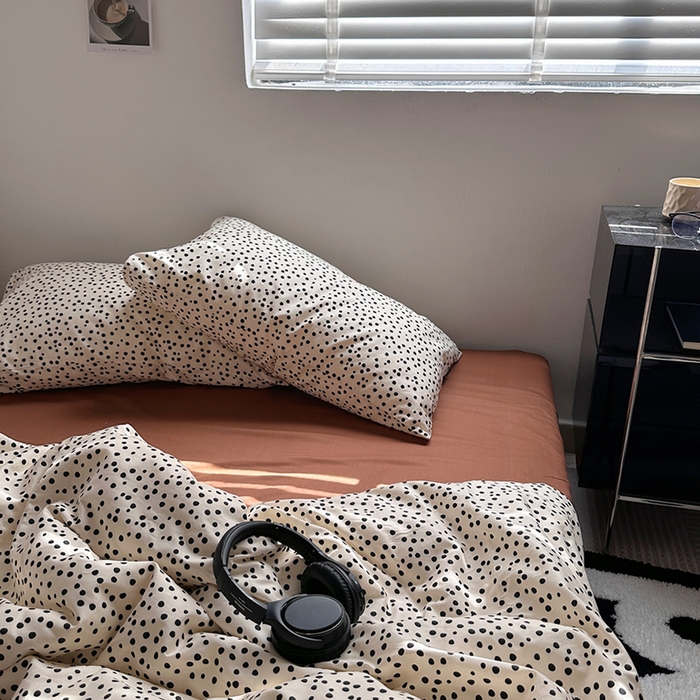 91家纺网 家纺一手货源 找家纺 柚可家居 2024新款40支斜纹纯棉四件套-摩卡点点 摩卡点点