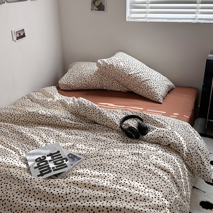 91家纺网 家纺一手货源 找家纺 柚可家居 2024新款40支斜纹纯棉四件套-摩卡点点 摩卡点点