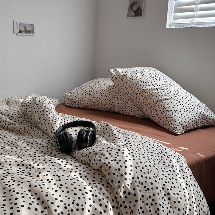 91家纺网 家纺一手货源 找家纺 柚可家居 2024新款40支斜纹纯棉四件套-摩卡点点 摩卡点点