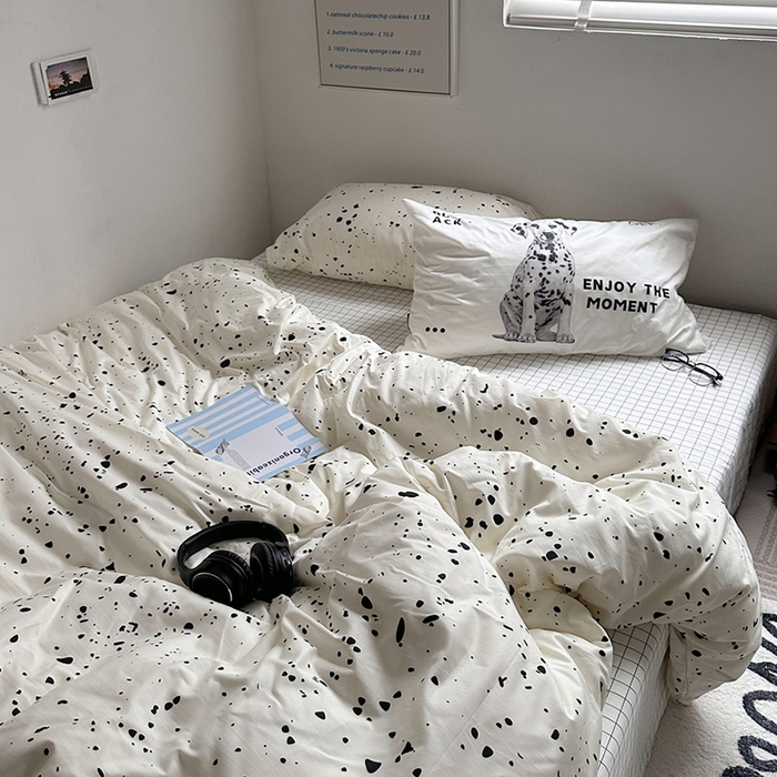柚可家居 2024新款40支斜纹纯棉四件套-摩卡点点 默片修狗