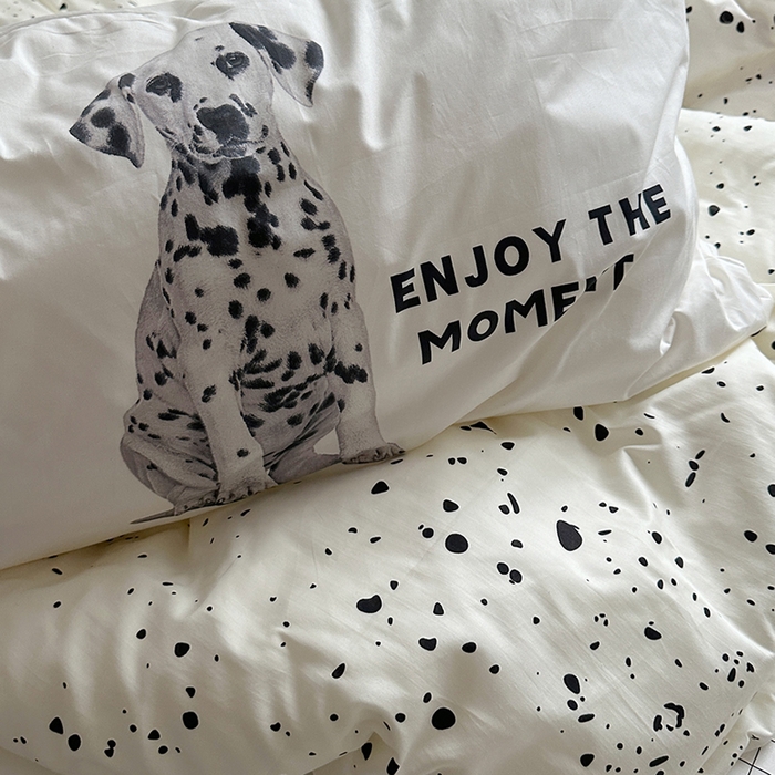 91家纺网 家纺一手货源 找家纺 柚可家居 2024新款40支斜纹纯棉四件套-摩卡点点 默片修狗