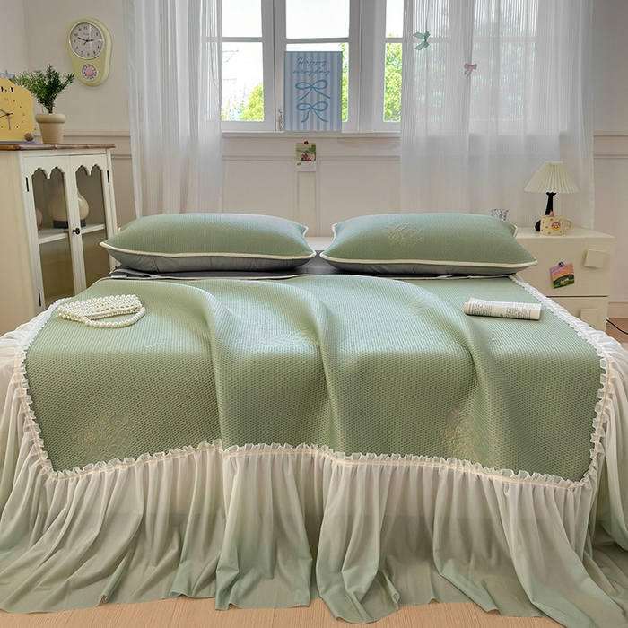 91家纺网 家纺一手货源 找家纺 （总）美优兰2025新款PE提花凉感冰豆豆床裙