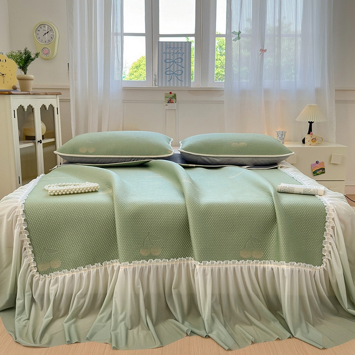 91家纺网 家纺一手货源 找家纺 （总）美优兰2025新款PE提花凉感冰豆豆床裙