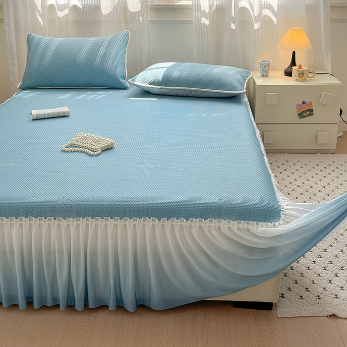 91家纺网 家纺一手货源 找家纺 （总）美优兰2025新款PE提花凉感冰豆豆床裙