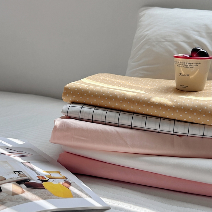 91家纺网 家纺一手货源 找家纺 柚可家居 2024新款40支斜纹13372单床单 波点黄