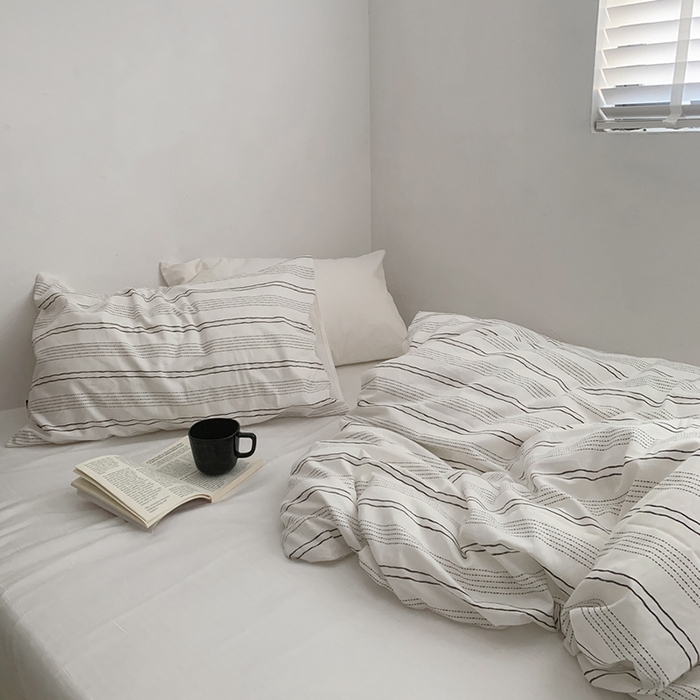 91家纺网 家纺一手货源 找家纺 柚可家居 2024新款40支斜纹数码印花全棉四件套 西塞条纹